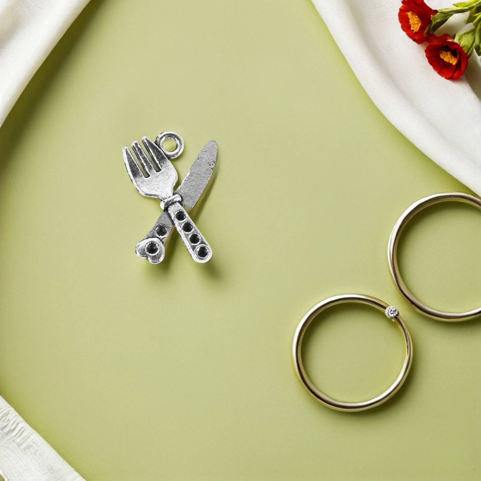 

100 Pcs Alloy Jewelry Accessories Cutlery Charm Cute Tableware Pendant Charms Small