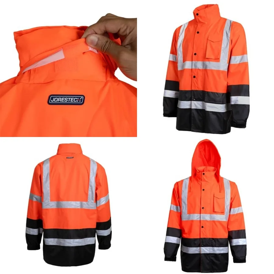 

Hi-Visibility Waterproof Rain Jacket with Mesh Lining, ANSI/ISEA 107-2015 Class 3 Type R, Lightweight Wind-Resistant Safety Jac