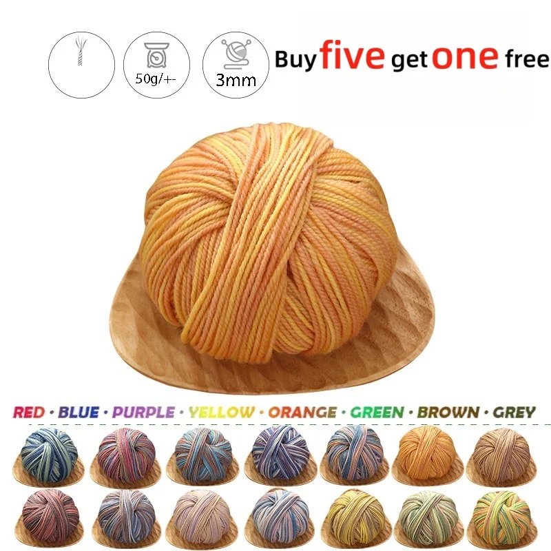 

5pcs 50g 100% Wool Yarn Soft Vibrant Colors Knitting Yarn Crochet Products To Make DIY Doll Scarf Clothes Handmade Toys