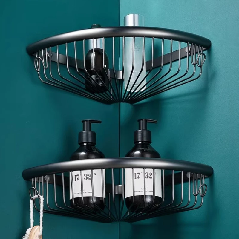 All-copper Bathroom Rack No Punching Storage Rack Wall-mounted Wall-mounted Corner Rack Copper