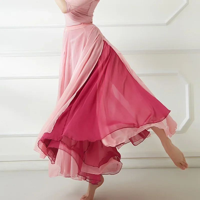 Vêtements de danse classique chinoise A 2025, 720 degrés, élégants avec grande jupe pivotante Double couche, Style ethnique, scène, nouveau xjr89