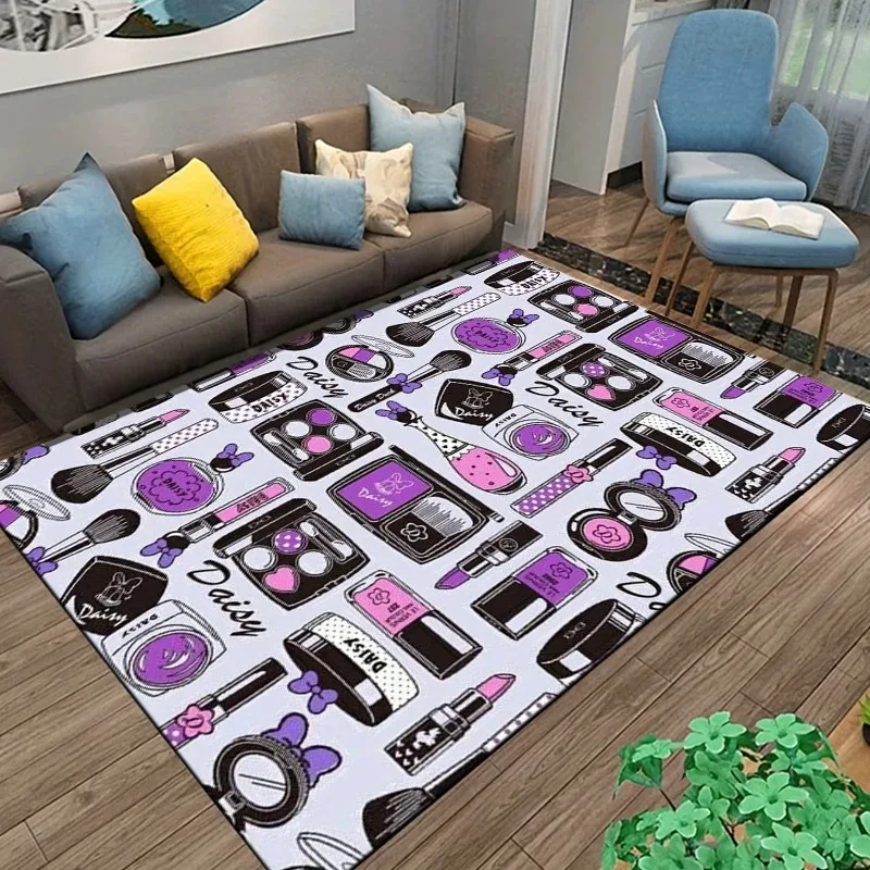 Hand painted makeup and cosmetics Room Rug Street Fashion Carpet for Bedroom Living Room Floor Mat Home Decor Non-Slip