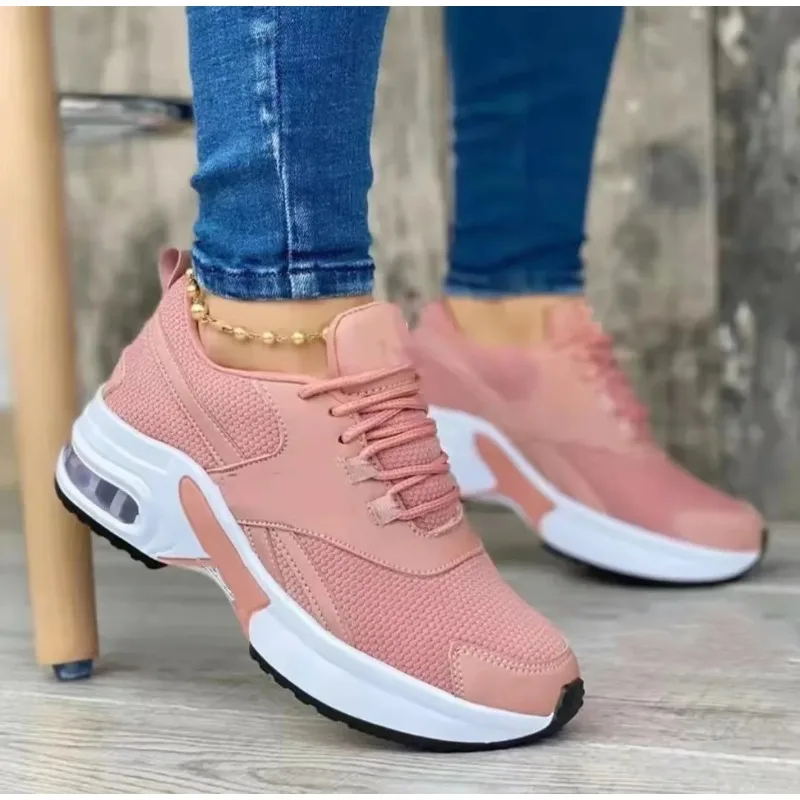 Ladies Sneakers 36-43 Autumn New Lace Up Wedge Platform Shoes 2024 Ladies Outdoor Fashion Air Cushion Casual Running Shoes 987