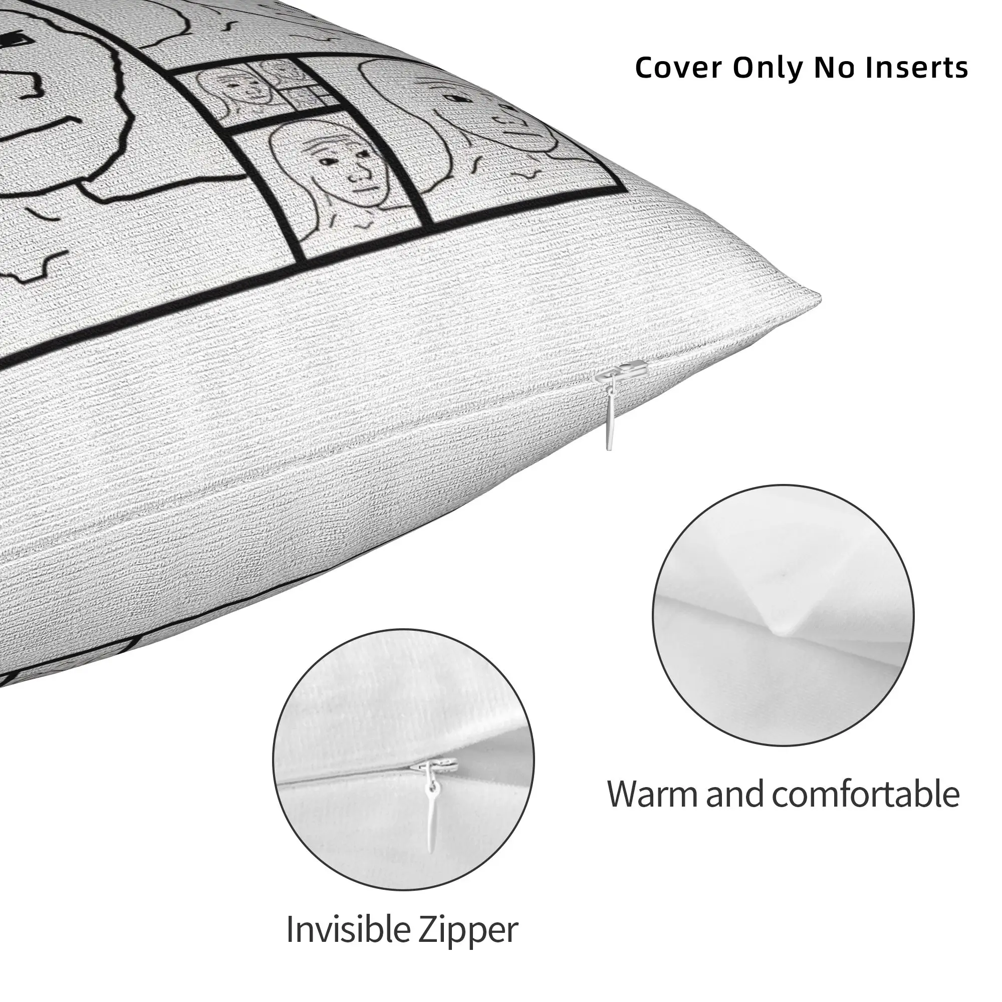 Wojak Feelbonacci Sequence Meme  Pillowcase Polyester Cushion Cover Decor Pillow Case Cover Home Square 40*40cm