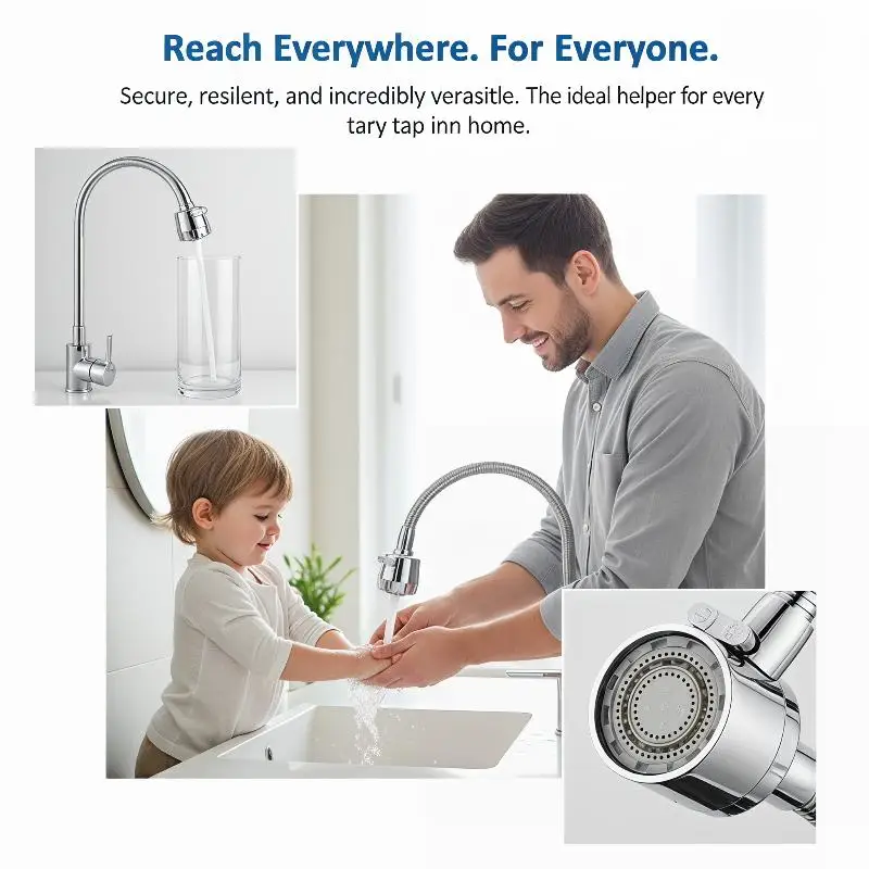 Anti Spray Tap Nozzle Adapter 2/3 Modes for Water Conservation with 360° Rotating Feature