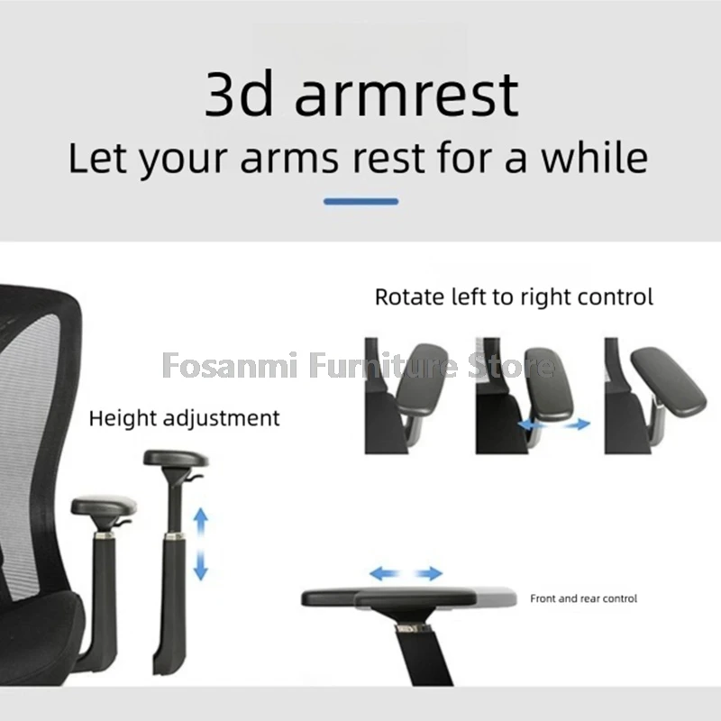 كرسي كمبيوتر مسامي مع عمق مقعد قابل للتعديل، كرسي مكتب مريح لدعم قطني للمكتب والمنزل، كرسي شبكي للألعاب باللون الأسود