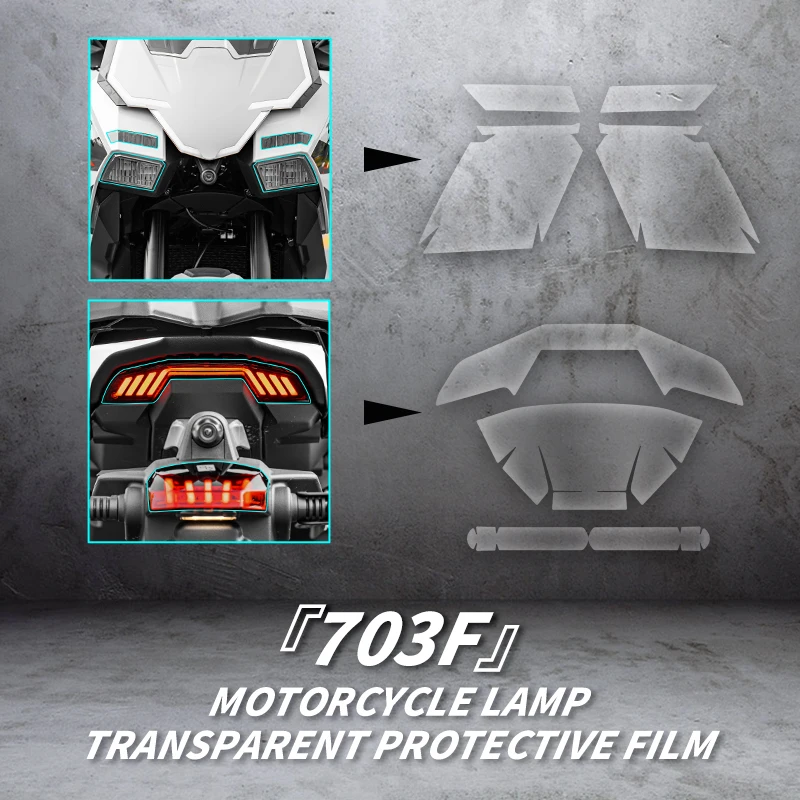 For ZONTES 703F 2024 Motorcycle Accessories Lamp Transparent Protective Film Of Bike Headlight And Taillight Refit Sticker Kit