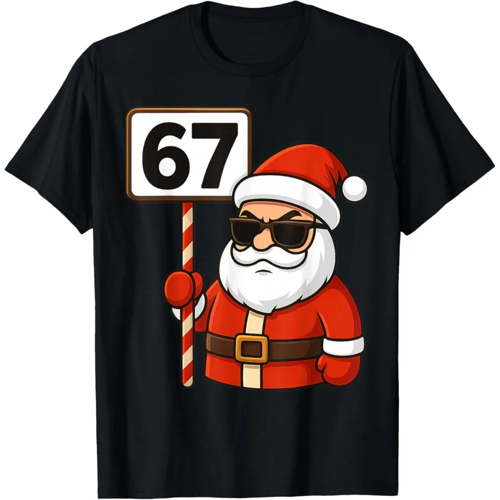 

67-мем, забавная футболка Six Seven Christmas для мужчин и женщин, футболка унисекс с короткими рукавами и круглым вырезом, уличная одежда, хлопковые футболки высокого качества