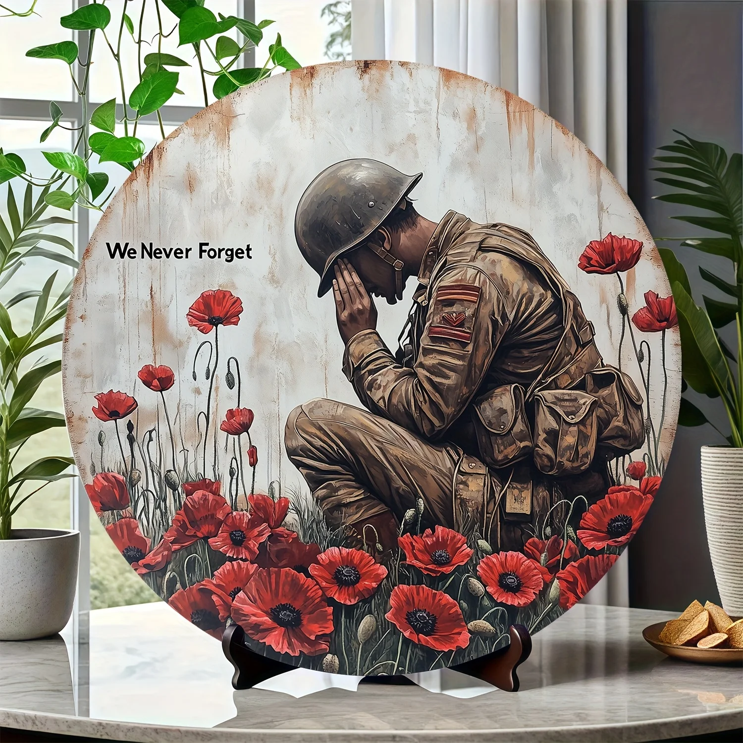 2D Flat Memorial Wall Plaque for Fallen Soldiers,Windproof Decor Sign, Indoor Outdoor Ornament for Home, Office, Bar & Cafe.