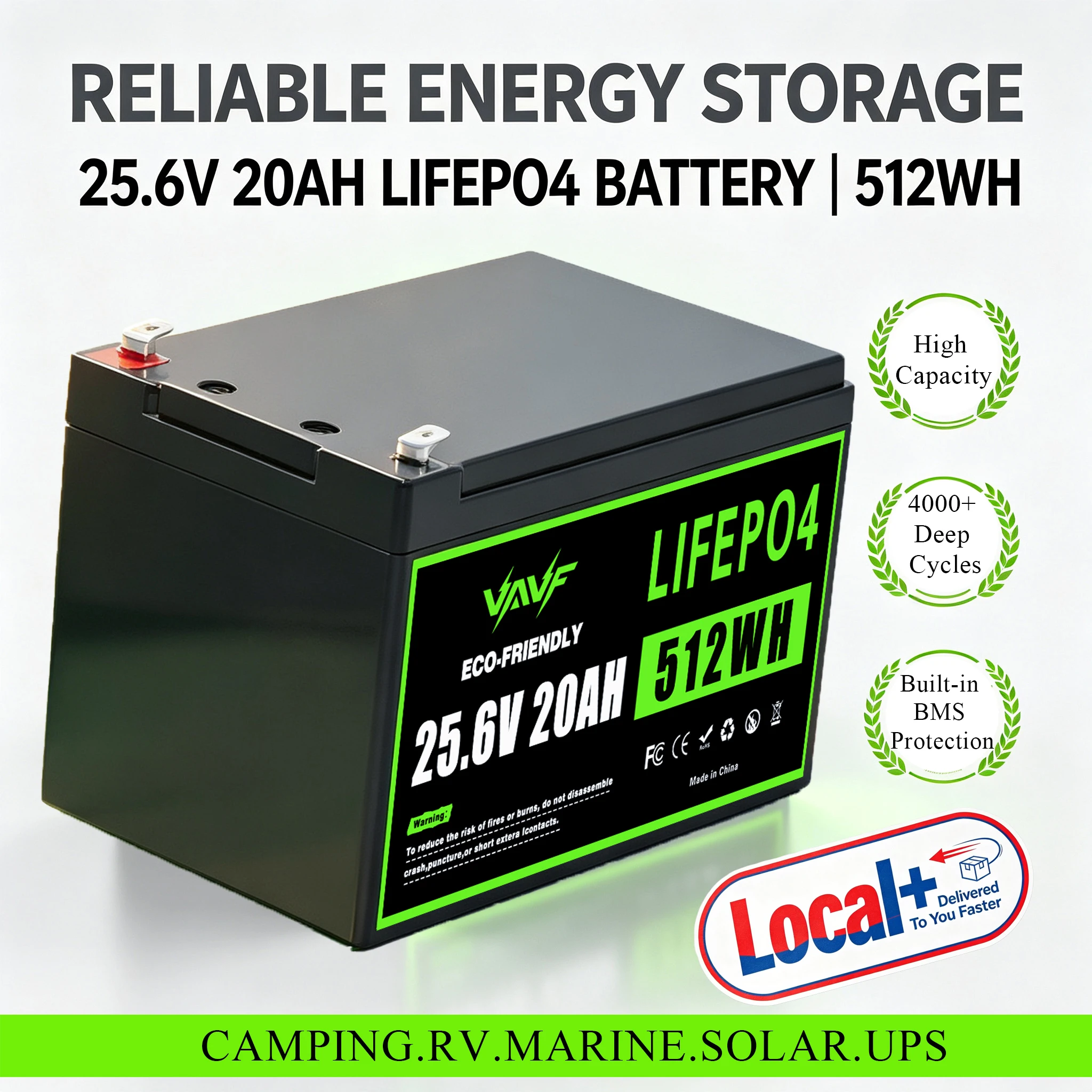 20000mAh 24V LiFePO4 Batteriepack mit hoher Sicherheit, wiederaufladbar, Versand aus EU-Überseelager für netzunabhängige Solarstromversorgung, Wohnmobile, Wohnwagen, Marine-Sprühgeräte,