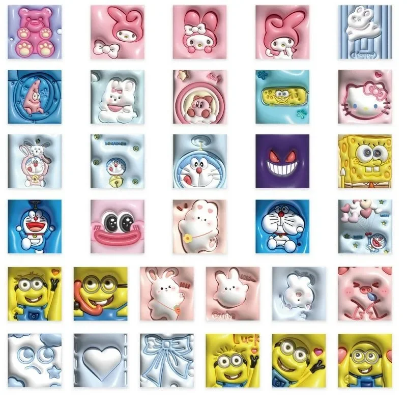 62PCS Cartoon 3D SpongeBob SquarePants Patrick Star Stickers Inflated Cute Notebook Water Cup Decoration Stickers Wholesale