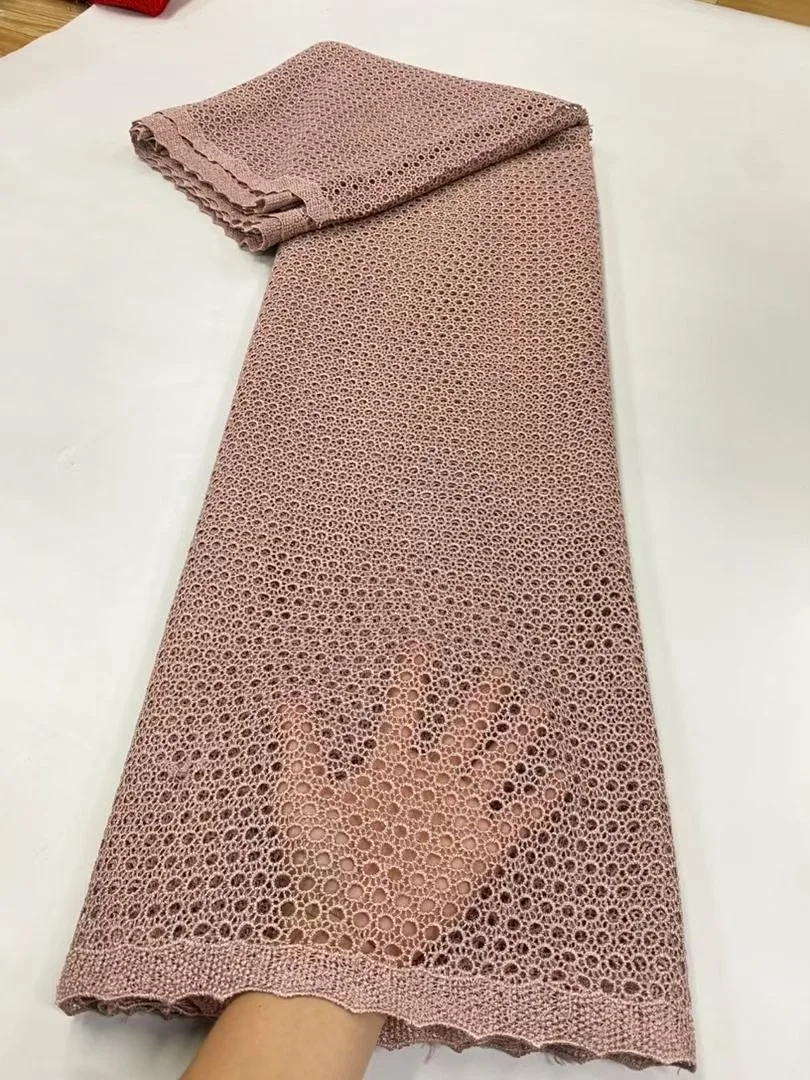 

2025 African Nigerian High Quality Embroidery Lace Fabric Water Soluble Tulle Wedding Party Dress Guipure Sequins 5Yards JL522