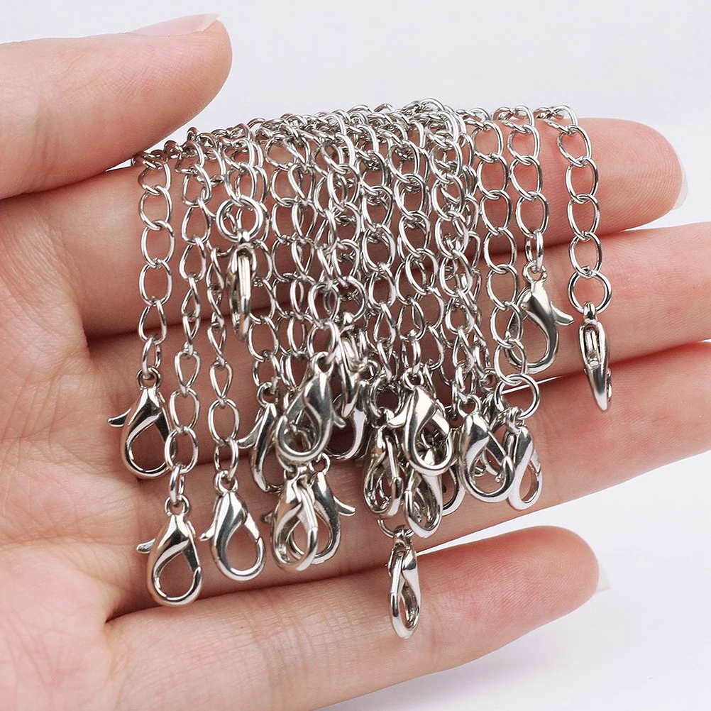 

20pcs Chain Extenders Silver Hard Alloy Necklace Bracelet 7cm Clasp Design Easy To Use Jewelry Accessories