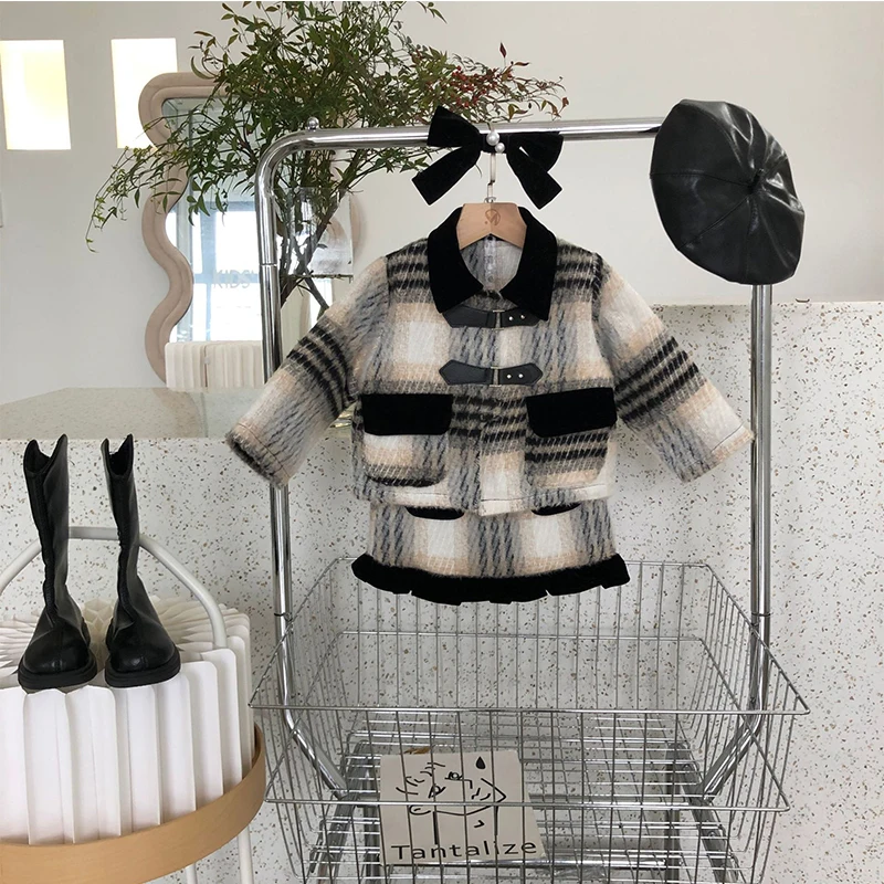 

Korean Autumn Winter Thickening Two Piece Fashion Outerwear Short Sets Outdoor For Children Clothes Girls From 2 To 8 Years