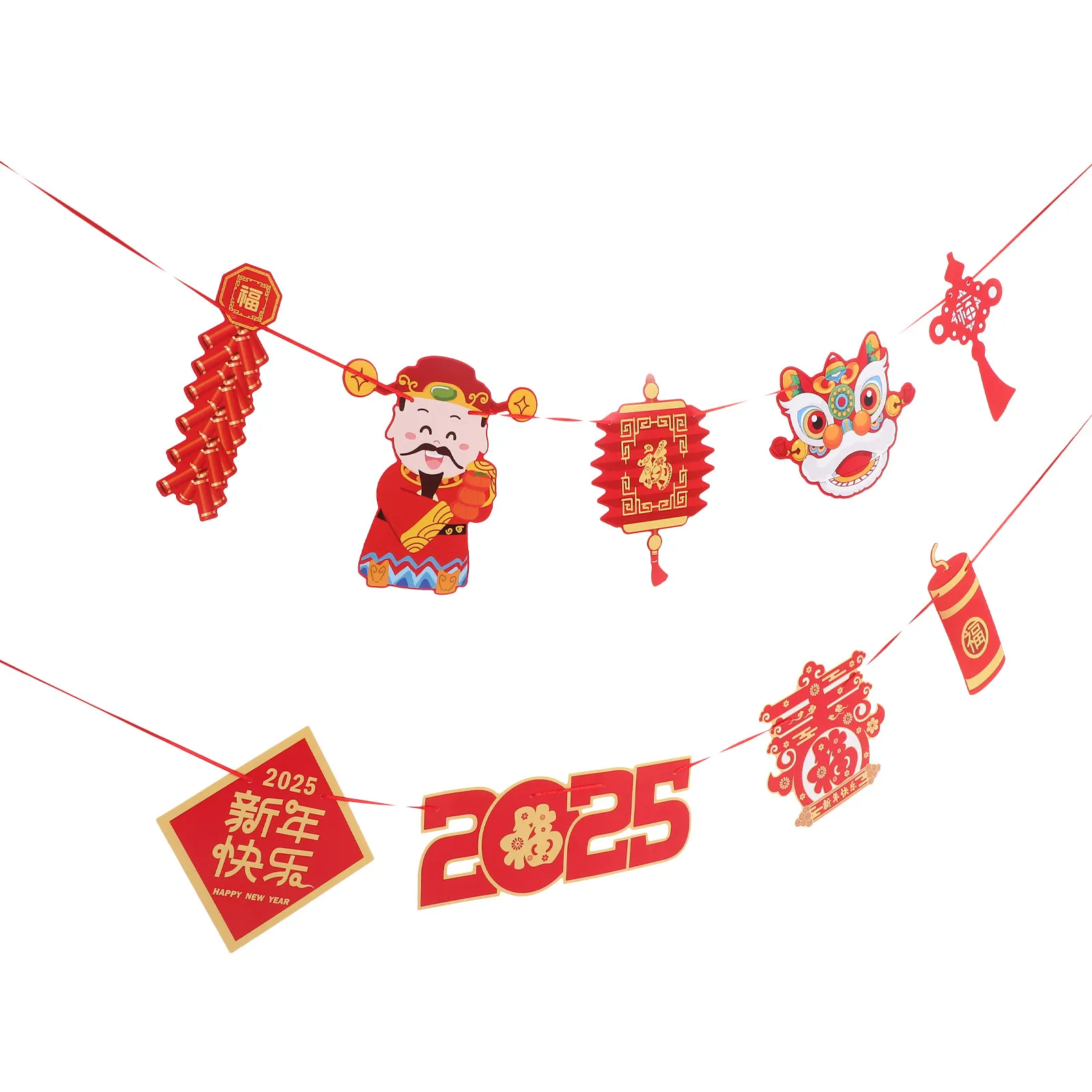 

Набор для украшения к Китайскому Новому году: яркий двусторонний баннер-гирлянда для вечеринки, праздничный лунный декор