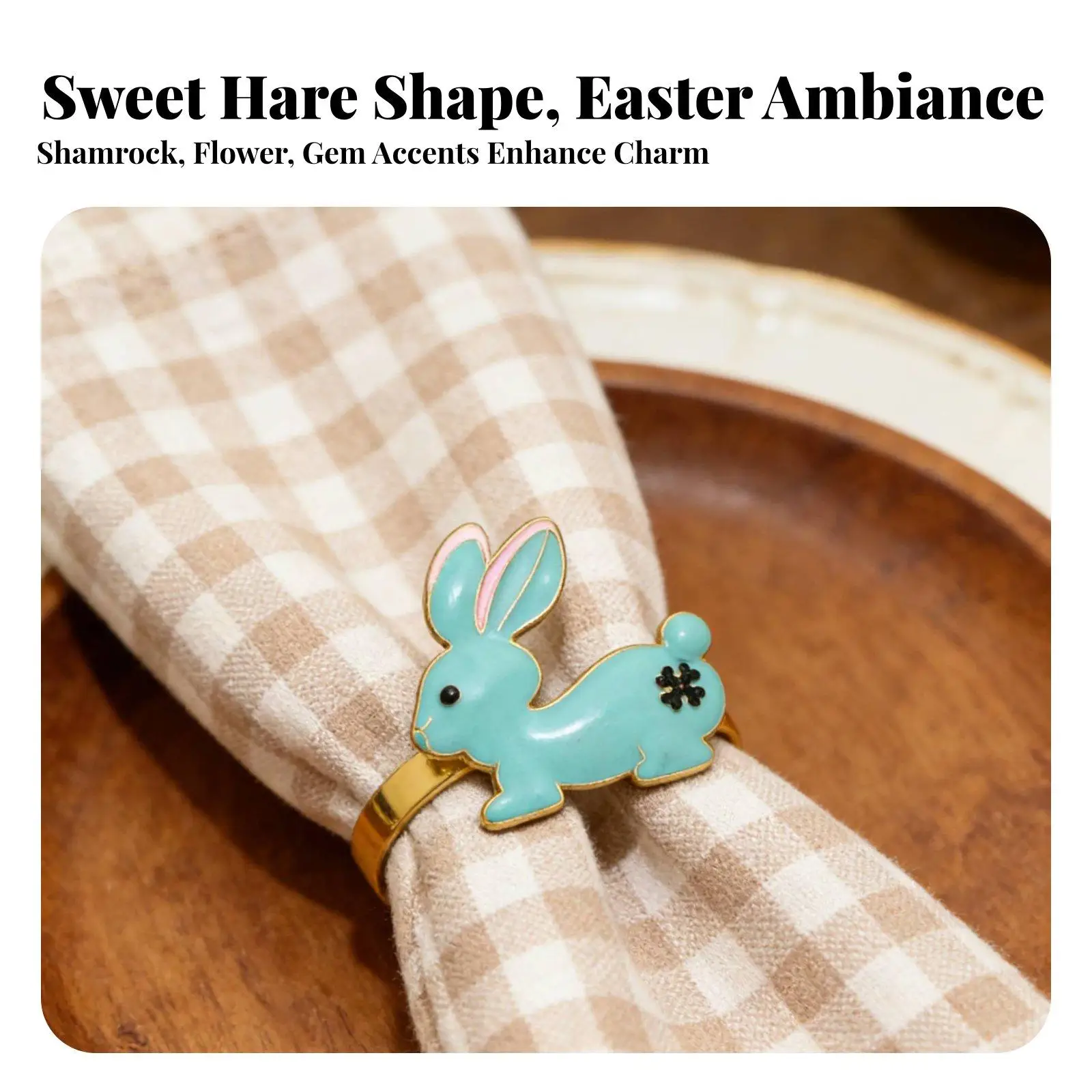 Sophisticated Crystal Bunny Napkin Ring for Elegant Table Setting Gold Enamel Alloy Holder for Wedding Party Decor
