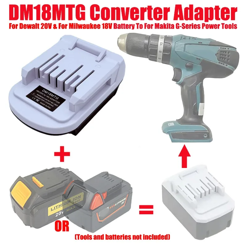

ALASICKA DM18MTG Battery Adapter for Dewalt 20V for Milwaukee 18V Li-ion Battery Convert To Work for Makita G Series Power Tools