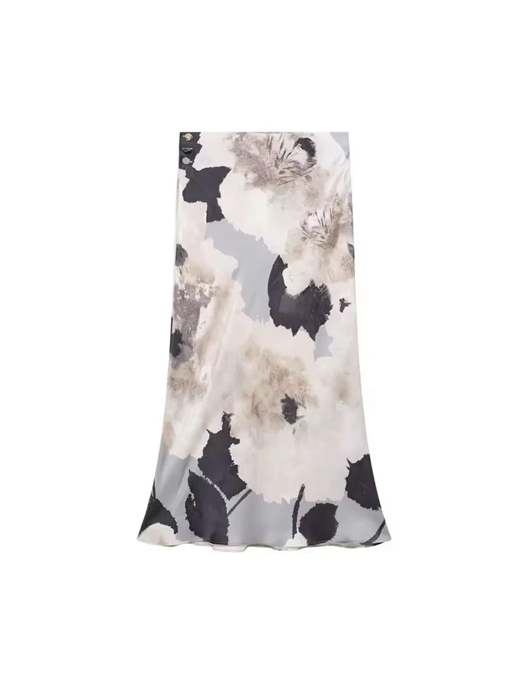 قمصان نسائية متدفقة مطبوعة على الموضة وتنورة متوسطة الطول بخصر عالي المرونة مكونة من قطعتين ملابس نسائية كاجوال أنيقة