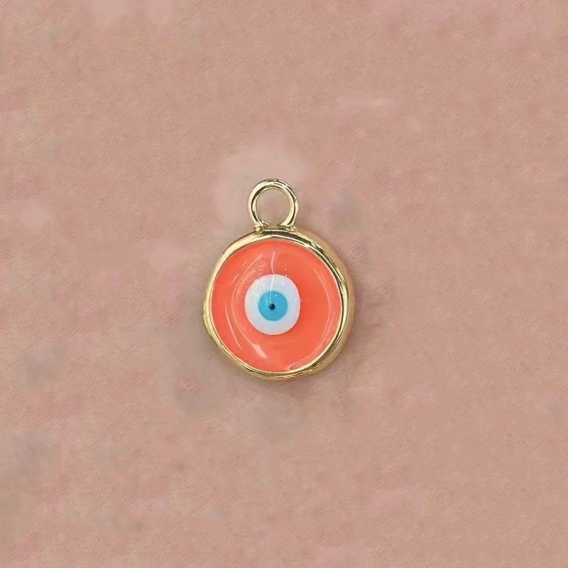 2 Pcs Enamel Devil Eye Round Pendant Diy Jewelry Making Supplies Copper Plated Gold Rim Bracelet Necklace Accessories Wholesale