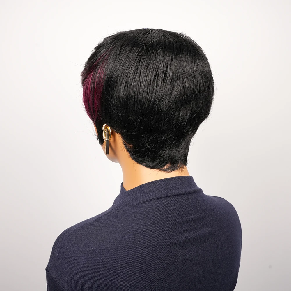 خصلات الشعر المستعار الإنسان القصير 6 في عابث قطع الباروكات شعر الإنسان غلويليس شعر مستعار الطبقات Hd الدانتيل الباروكات الأحمر يسلط الضوء على جاهزة لارتداء شعر مستعار بورجوندي #4