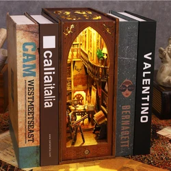 Bookshelf Set Wooden Miniature Dollhouse Micro Assembly Building Model 3D Puzzle Bookshelf Room Bookend Toys Kse Bookend Toys