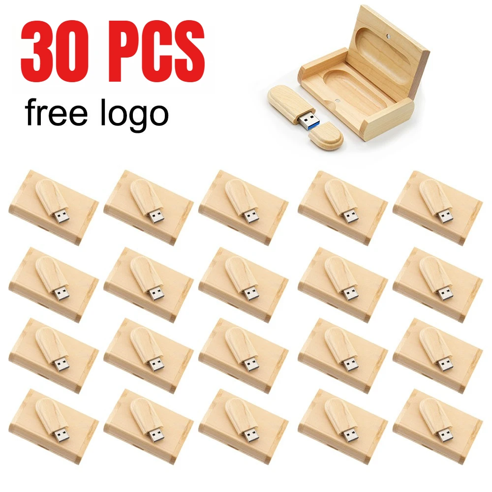 

30PCS/Lot Maple wood 128GB USB 3.0 Flash Drives Wooden Pen Drive 64GB Memory Stick Free Logo Wedding Photography Gifts U Disk