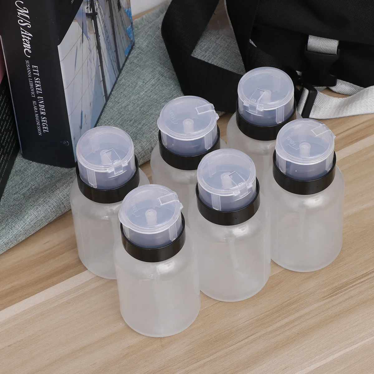 6 stuks nagellakremover persfles 250 ml herbruikbare vloeistofdispenser voor make-up remover nail art gereedschap pompflessen zwart