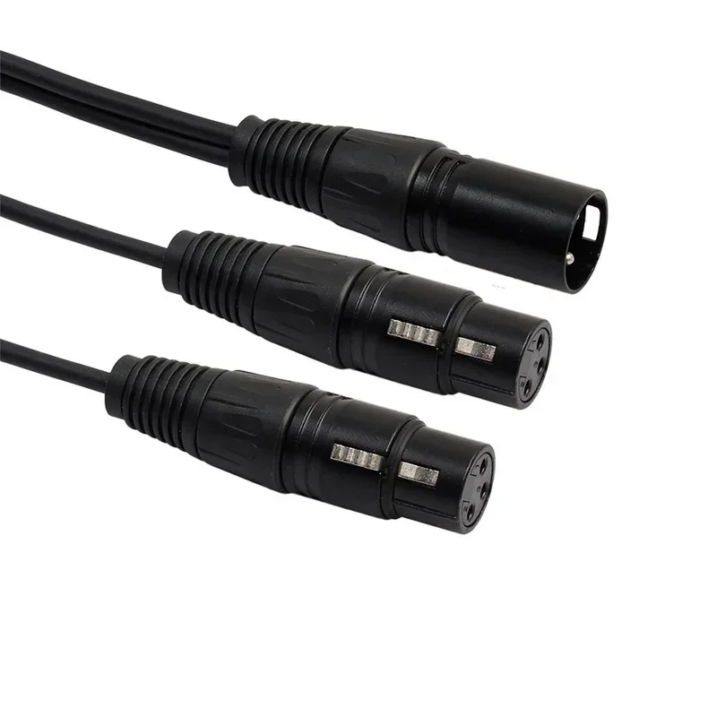 3Pin XLR 1 Male To 2 Female Audio Extension Cable, Audio Y Splitter Cord Line for Mixer Recorder