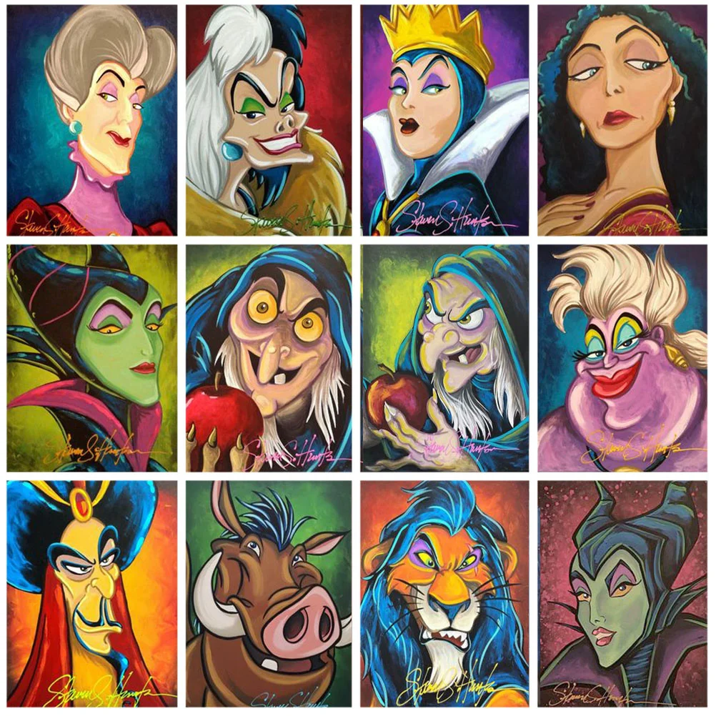 Disney Cartoon Witch Villain Wall Art Canvas Painting Nordic Posters and Prints Wall Pictures for Living Room Decor