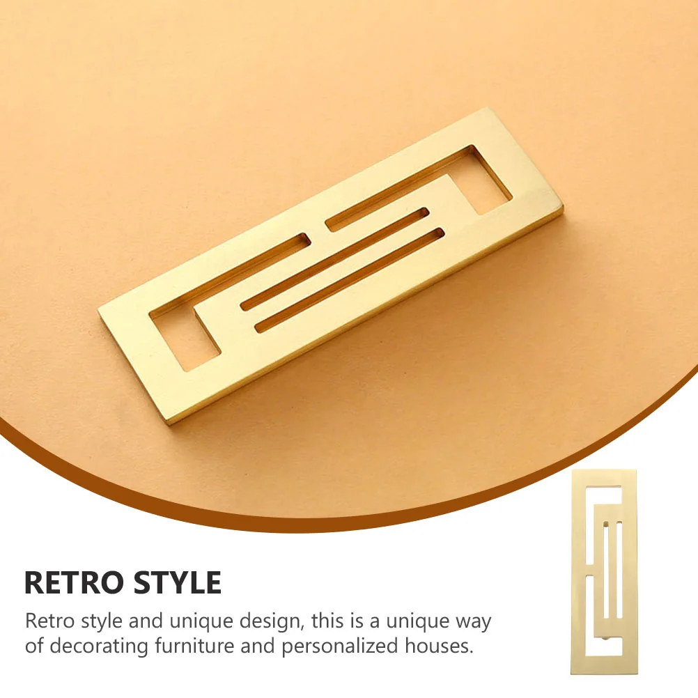 

Chinese Style Wardrobe Brass Hollow Retro Pull Golden Retro Pattern Pull Solid Brass Handle Rustproof