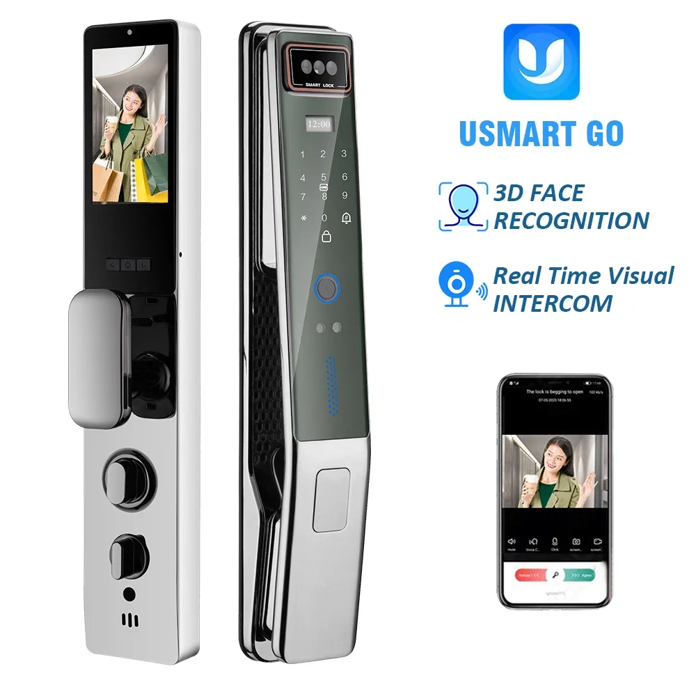 Premium Quality  Smart Door Lock Fingerprint Real Time  Video Intercom Face Recognition Smart Lock Support  Usmart Go App