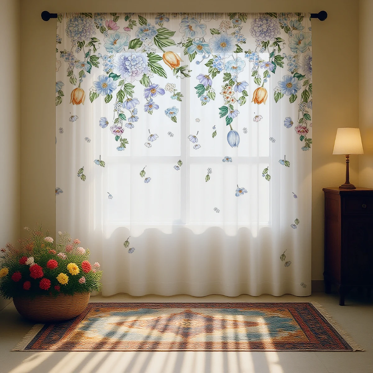 ستارة شفافة بنقوش زهرية، ستارة - مراجعة Good Floral & Wedding Decor Supply Photos وسعره