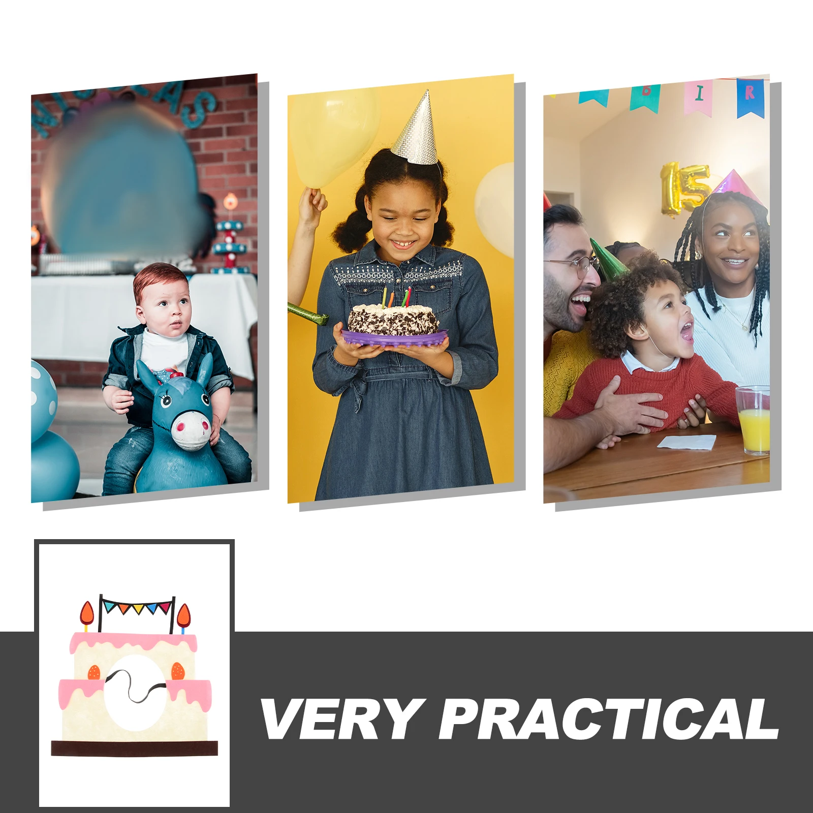 

Lightweight Birthday Cake Headband Comfortable Wear All Day Party Hats Photo Props Dress Up Birthday Hats for Kids