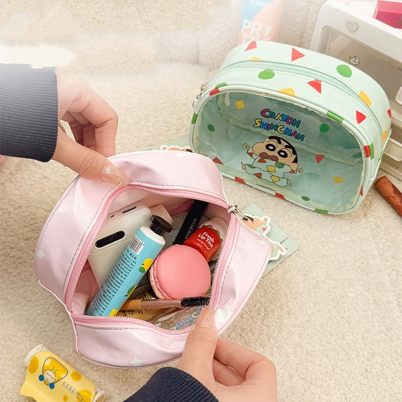 Tas Kosmetik Kartun Crayon Shin-Chan Tas Wanita Travel Tahan Air Transparan Kartun Tas Penyimpanan Multifungsi Hadiah Liburan