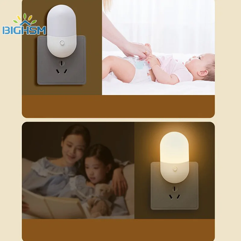 Mini Led Night Light Switch Plug-In Led Light Eye Protection Night Lamp Use For Bedside Baby Feeding Living Room