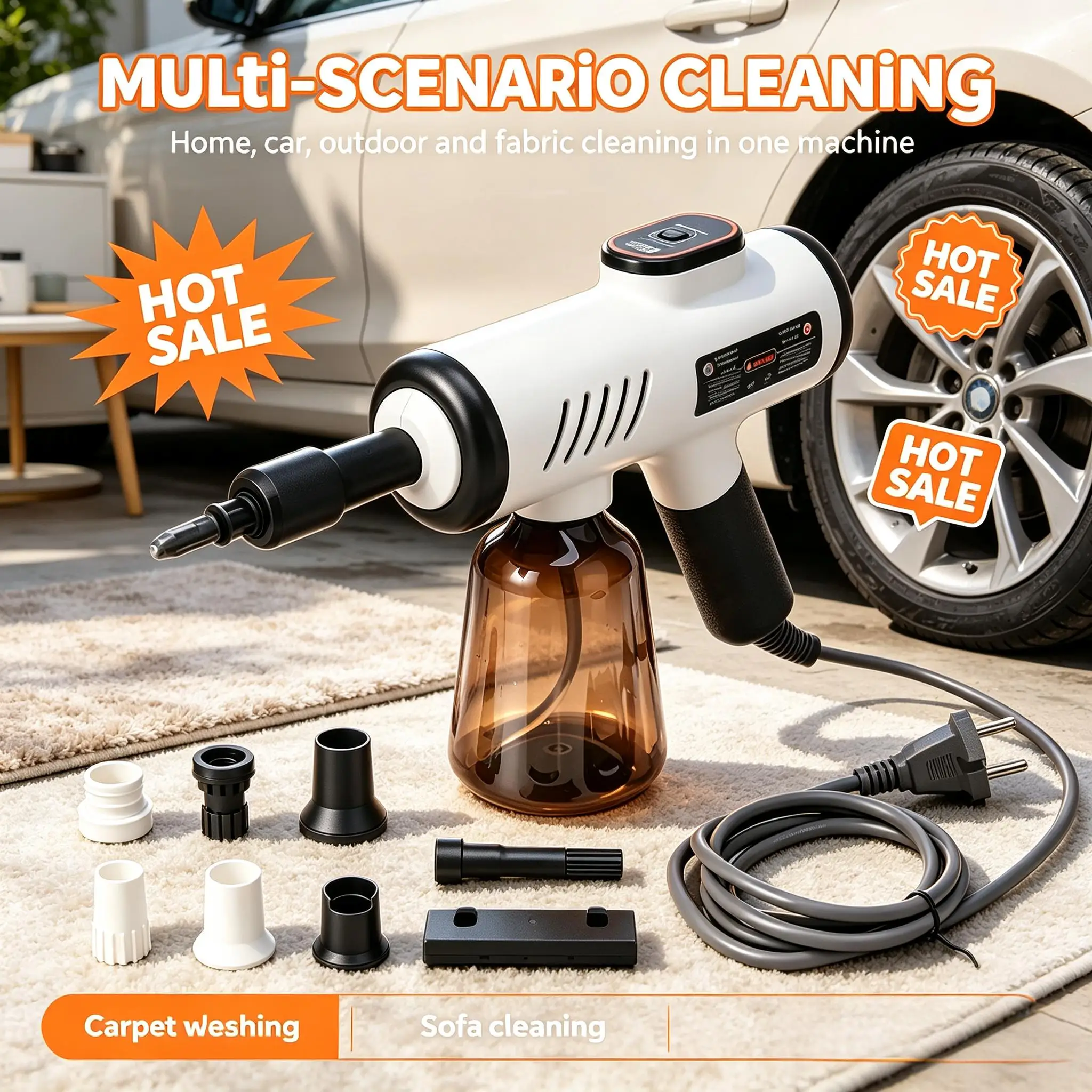 Handheld Steam Cleaner High Pressure Adjustable Multi-Purpose Home Kitchen Cleaning Ironing