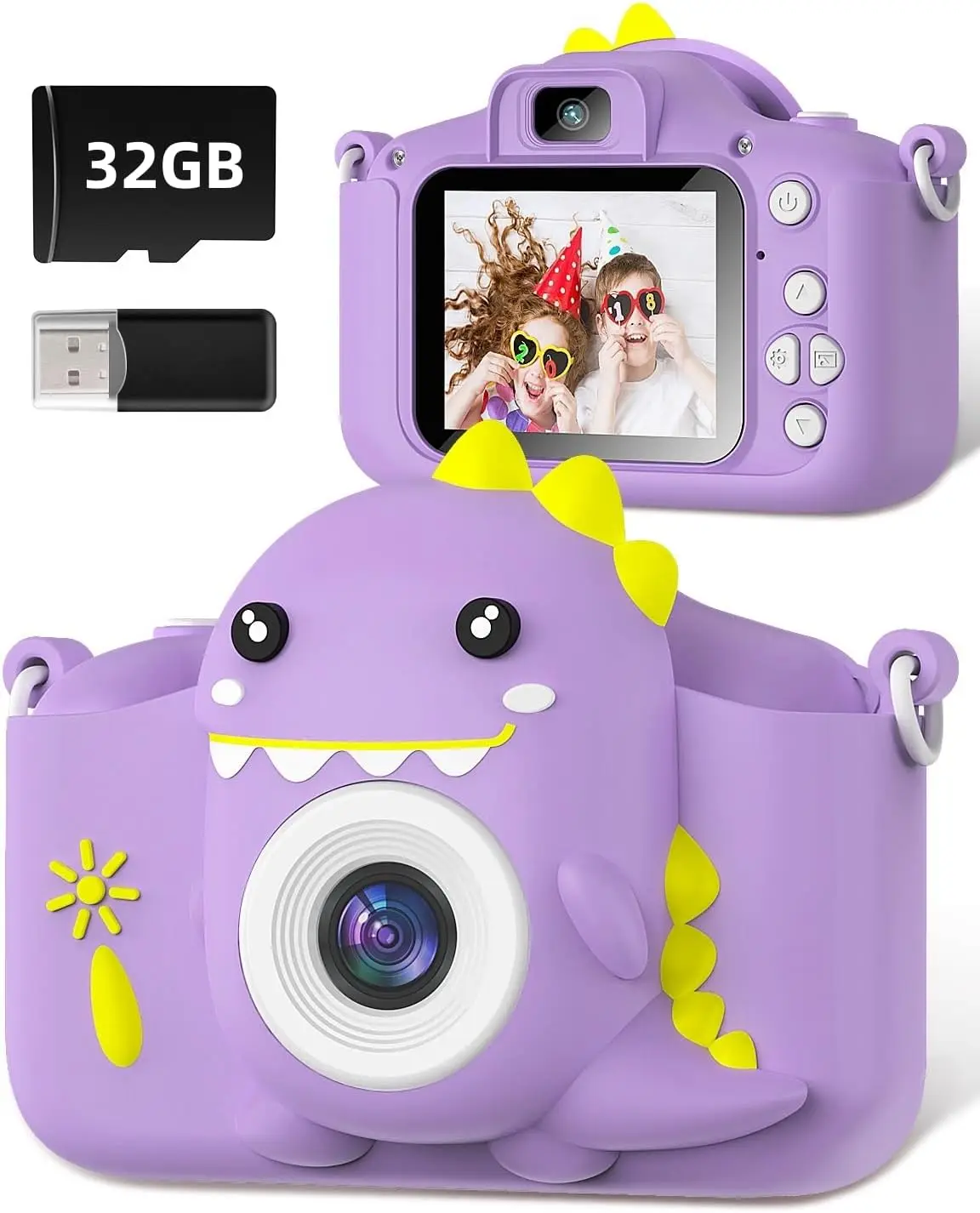 1080P HD Kids Camera 2.0" Mini Camera Toy Portable Selfie Digital Camera With 32G Card For Boys And Girls