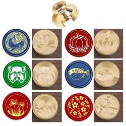 Raccoon, Puffer Fish Wax Seal Stamp, Whale Pumpkin Wax Seal Stamps Interchangeable Brass Stamp Heads for Decorating Gifts
