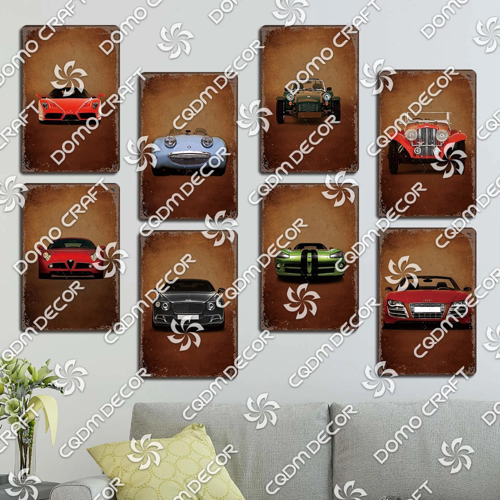 Retro Luxury Car Poster Metal Tin Signs Sports Car Jeep Racing Vintage Metal Plate Garage Club Man Cave Wall Decor