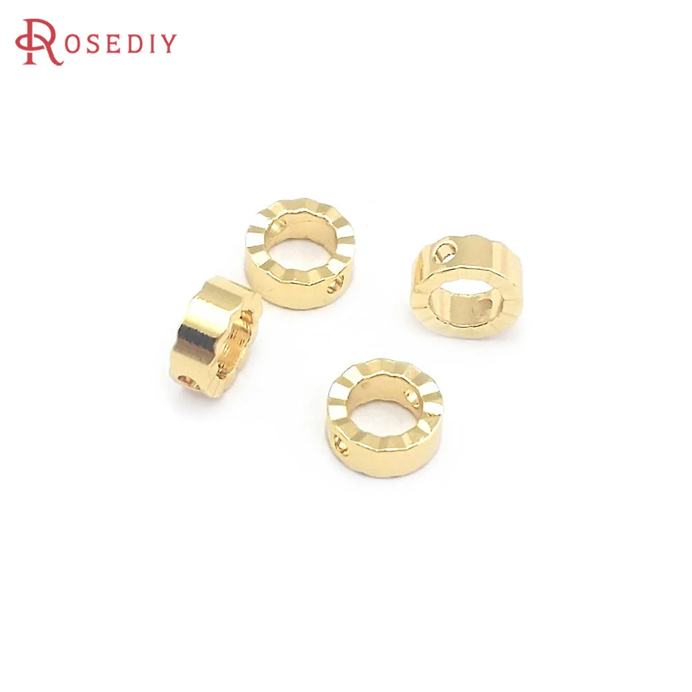 20PCS 18K Gold Color Round Circle Connect Bracelets Beads High Quality Diy Jewelry Accessories Making Rosediy official-website