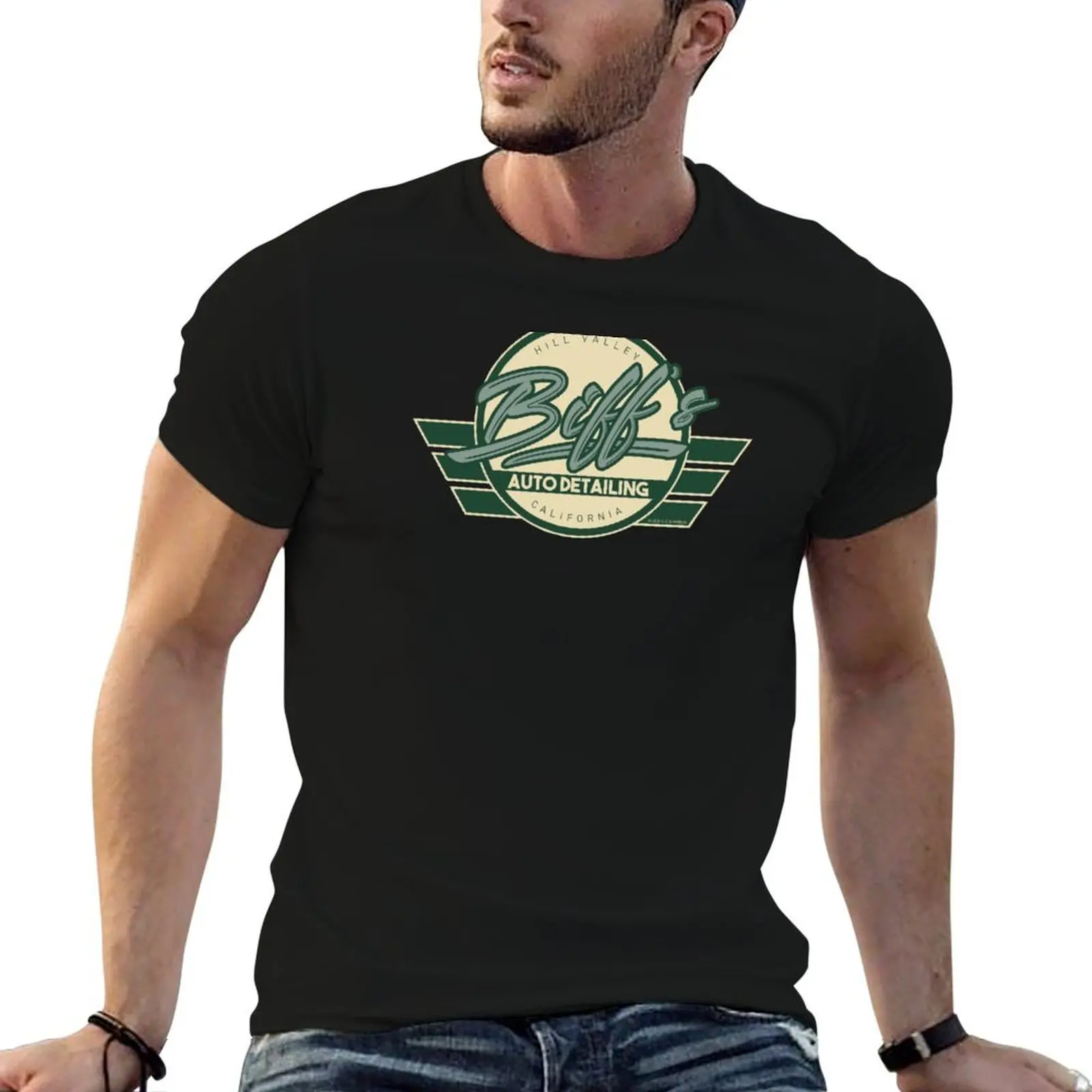 

Biff's Auto Detailing in Green. Back To The Future Movie T-Shirt t shirts for man pack cotton t shirts cotton 100% T-Shirt