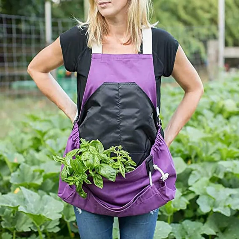 

Apron Large Pocket Outdoor Picking Gardening Carpentry Backpack Style Tool Apron Fruit Shop Florist