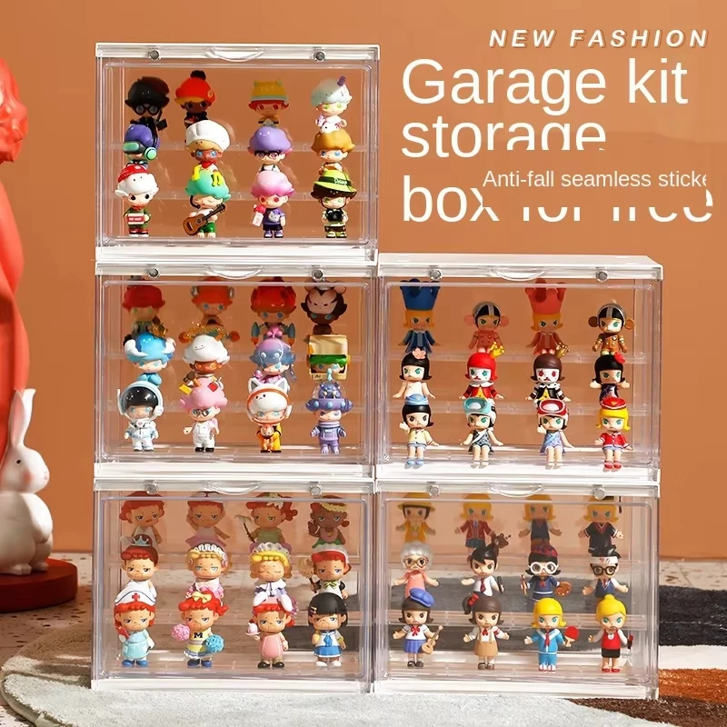 Blind Box Showcase Pop Mart Figures Display Stand Case Transparent Collectible Model Storage Box Dustproof Toy Doll Organizer