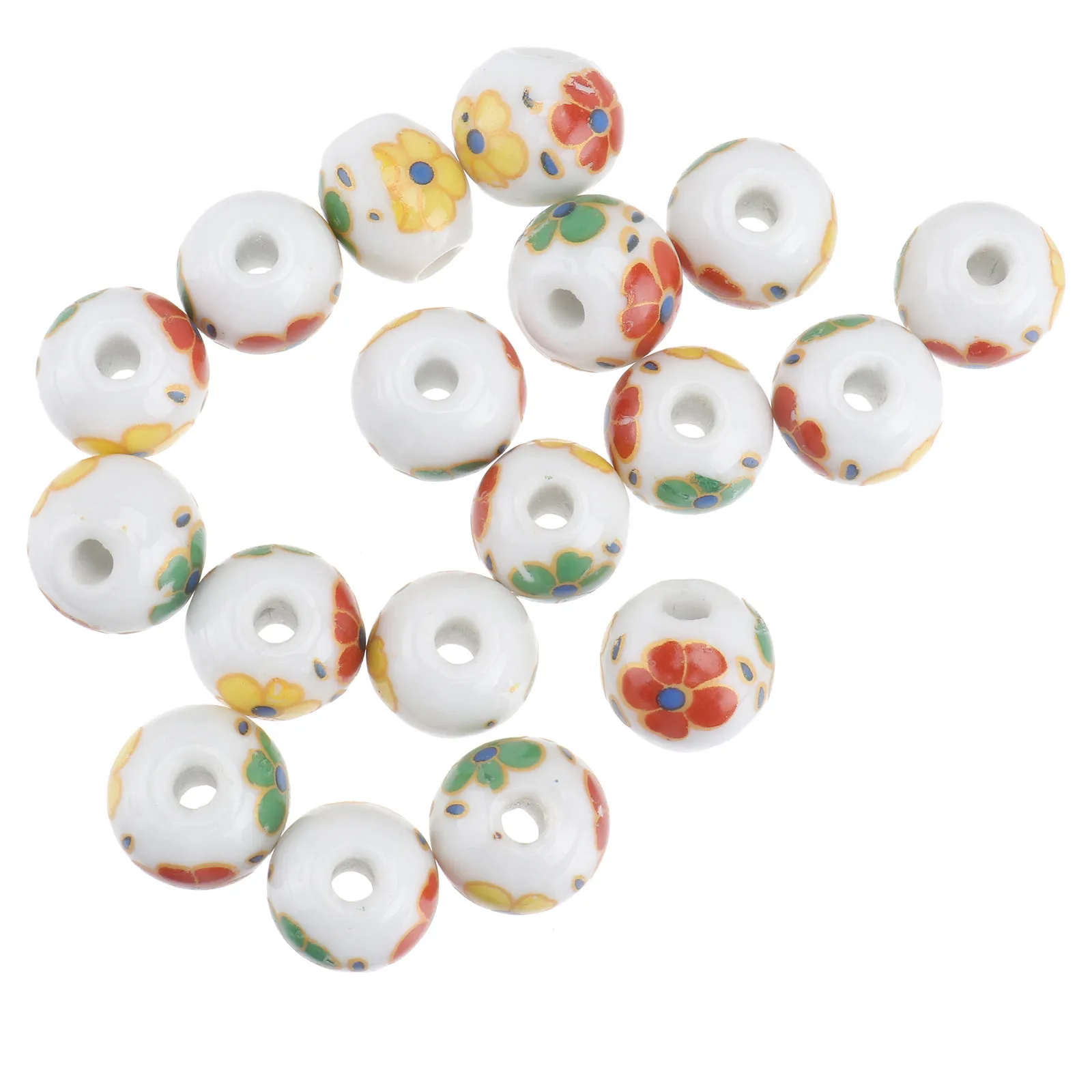 50Pcs Ceramic Scattered Beads DIY Jewelry Accessories Unique Flower Shape Bright Colors Scattered Beads Decor DIY Accessories