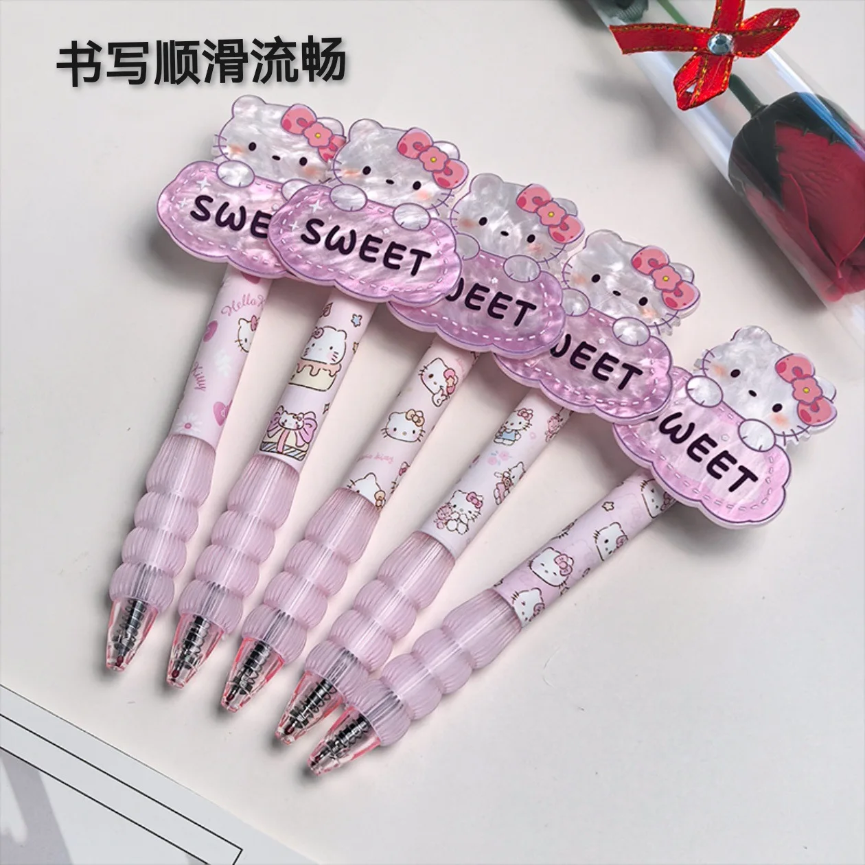 

New Cute Kitty Cat Lettering Neutral Pen - High Beauty Value Girly Heart ST Head 0.5mm Black Student Fast-Drying Quiz Pen