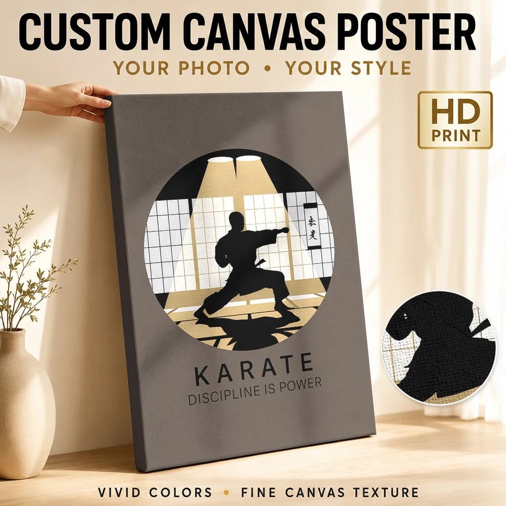 Discipline is Power – Karate & Martial Arts Canvas Poster Personalized Photo Modern Text Wall Paintings Decoration for Bedroom