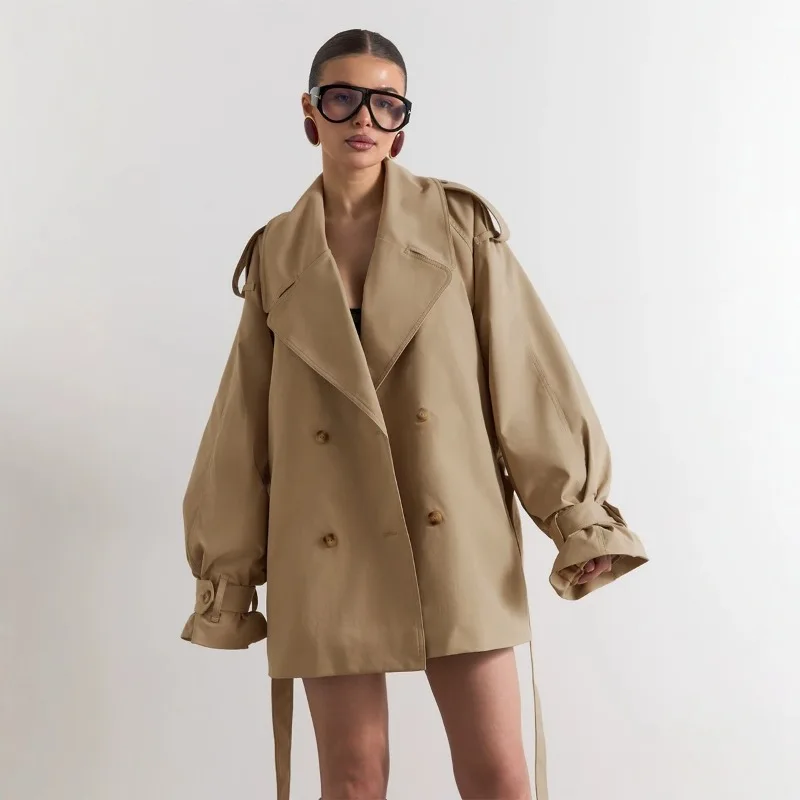 The New Autumn Winter Fashion Street Trend Lapel Double-breasted Belt Mid-length Windbreaker Jacket Is A Must-have Top for Women