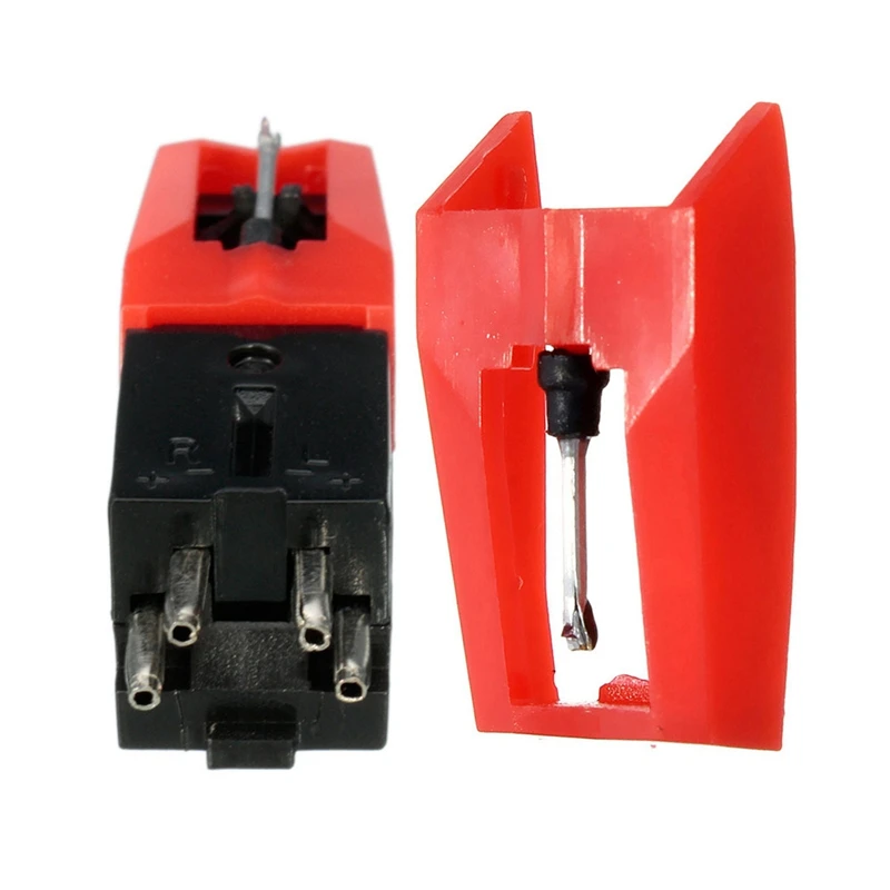 AUFSTIEG-2 Pcs Plattenspieler Diamant Stylus Für Phonographen Plattenspieler Vinil Lp Schallplatte Nadeln Zubehör Stylus & Red & schwarz