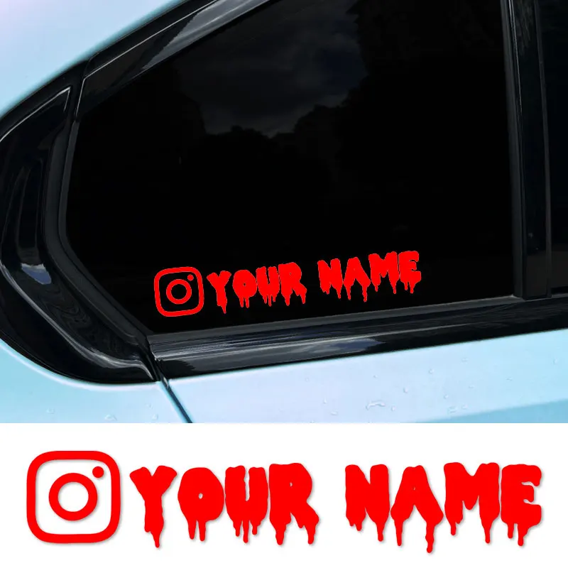1PC Custom Your Name with Social Media Logo Car Stickers Self-adhesive for DIY Auto Window Motorcycle Scooter Helmet Vinyl Decal