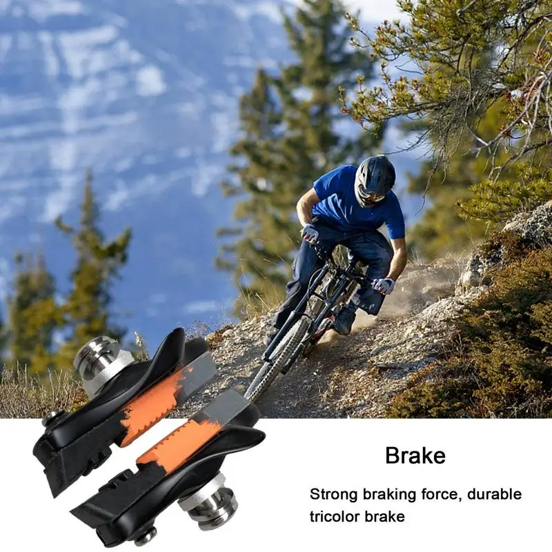 Bike Brake Pads Set Aluminum Alloy Front Back Road Bike Wheels Brake Blocks With Non-Slip Pattern V-Brake Wheel Stopping Shoes